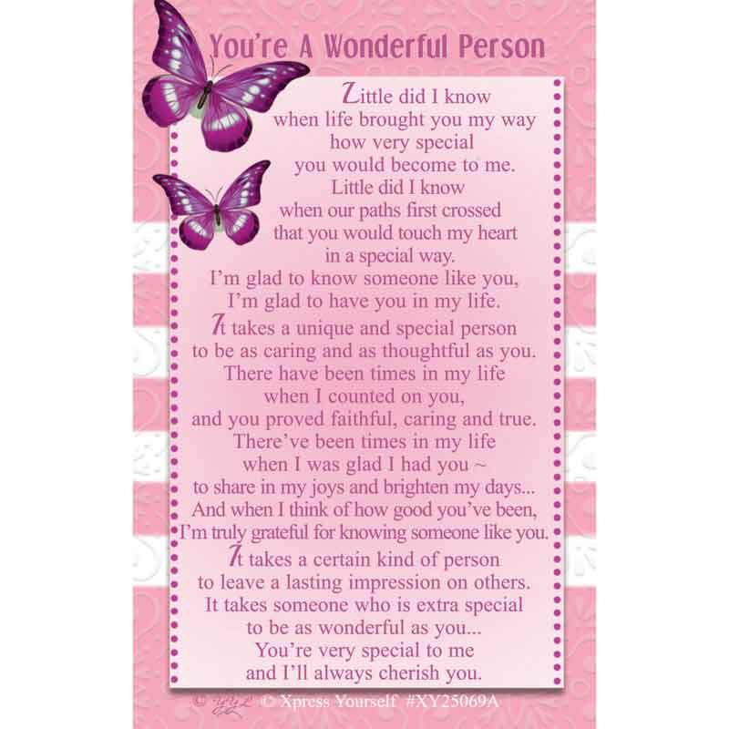 C25 YOU'RE A WONDERFUL PERSON KEEPSAKE CARD 6S