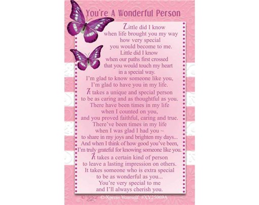 C25 YOU'RE A WONDERFUL PERSON KEEPSAKE CARD 6S