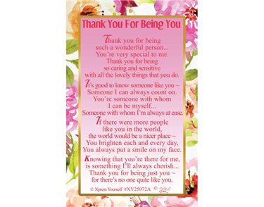 C25 THANK YOU FOR BEING YOU KEEPSAKE CARD 6S