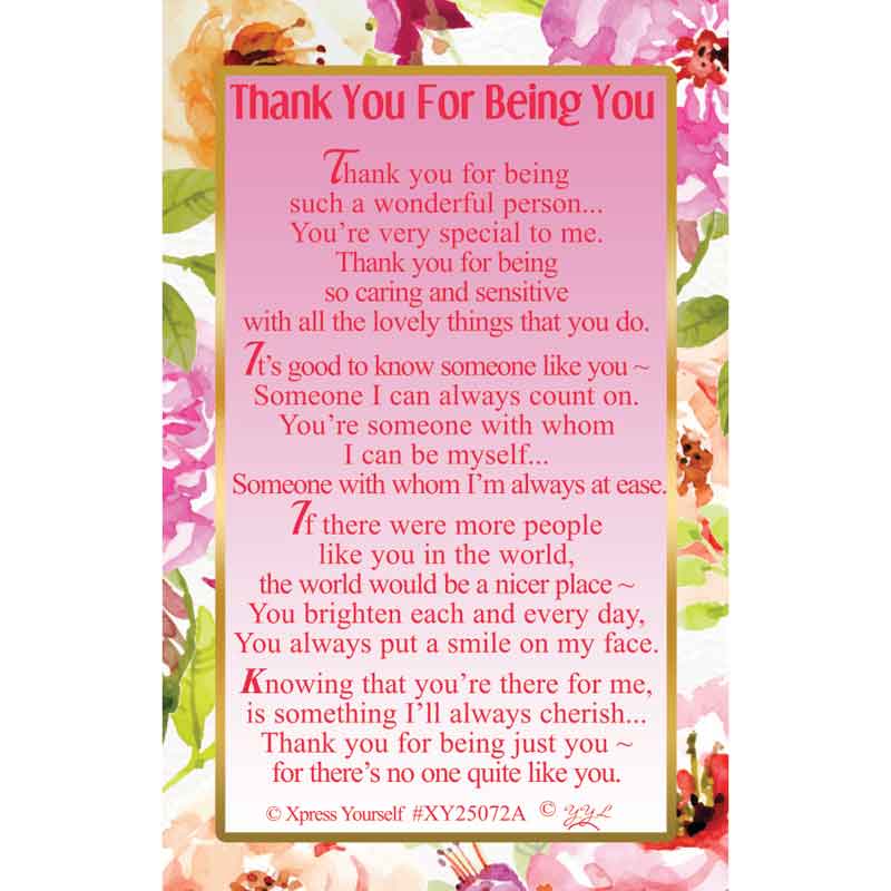 C25 THANK YOU FOR BEING YOU KEEPSAKE CARD 6S