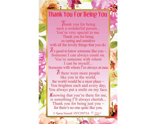 C25 THANK YOU FOR BEING YOU KEEPSAKE CARD 6S
