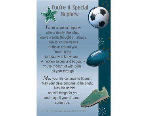 C25 YOU'RE A SPECIAL NEPHEW KEEPSAKE CARD 6S