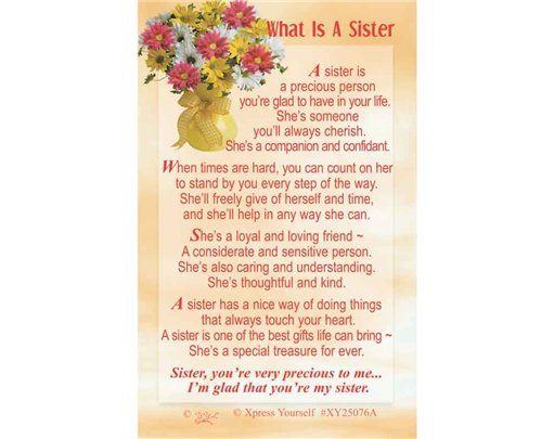 C25 WHAT IS A SISTER KEEPSAKE CARD 6S