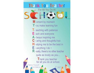 C25 THANK YOU TEACHER KEEPSAKE CARD 6S