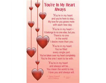 C25 YOU'RE IN MY HEART ALWAYS KEEPSAKE CARD 6S