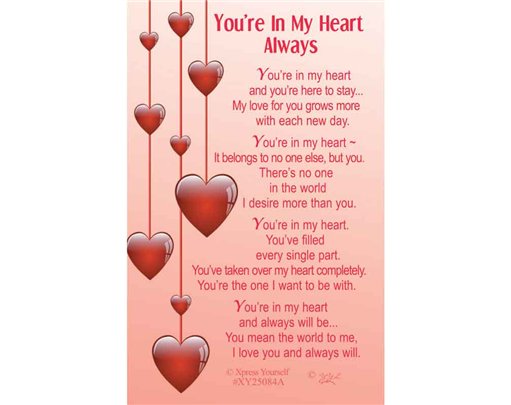 C25 YOU'RE IN MY HEART ALWAYS KEEPSAKE CARD 6S