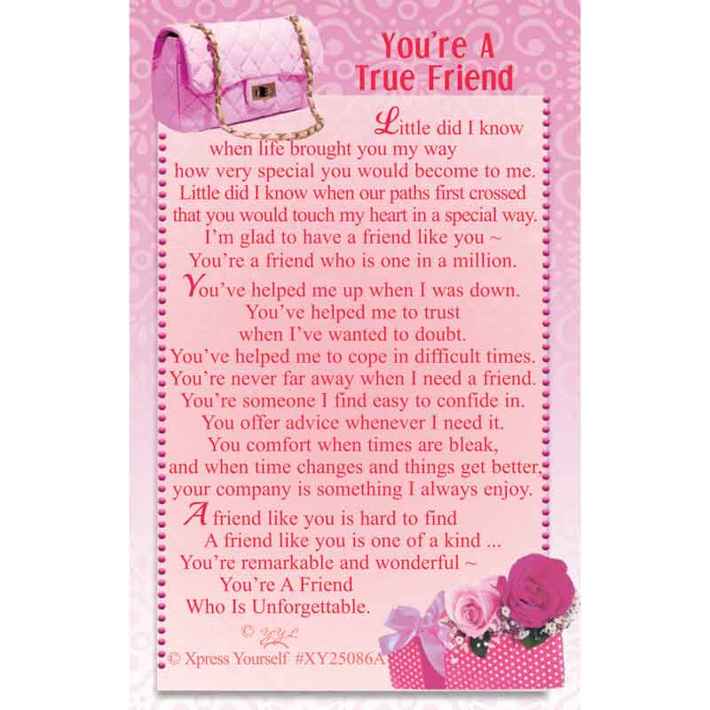 C25 YOU'RE A TRUE FRIEND KEEPSAKE CARD 6S