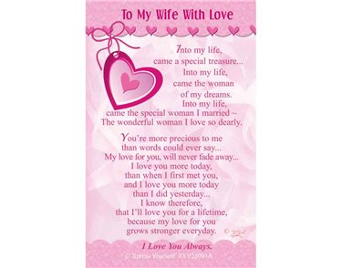 C25 TO MY WIFE WITH LOVE KEEPSAKE CARD 6S