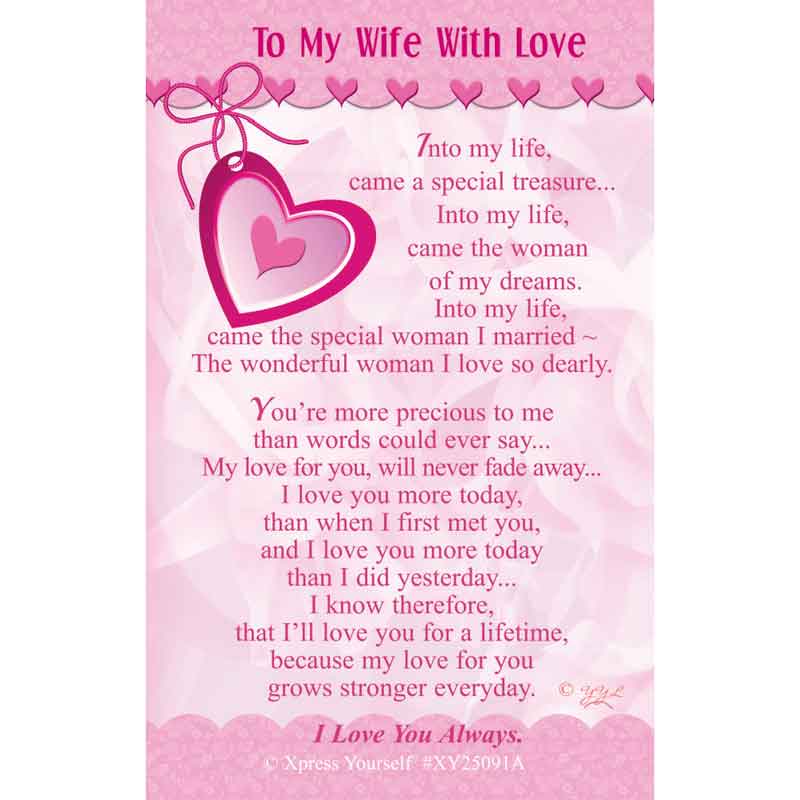 C25 TO MY WIFE WITH LOVE KEEPSAKE CARD 6S