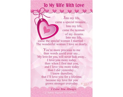 C25 TO MY WIFE WITH LOVE KEEPSAKE CARD 6S