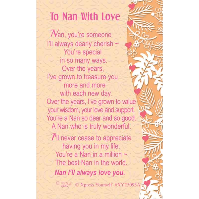 C25 TO NAN WITH LOVE KEEPSAKE CARD 6S