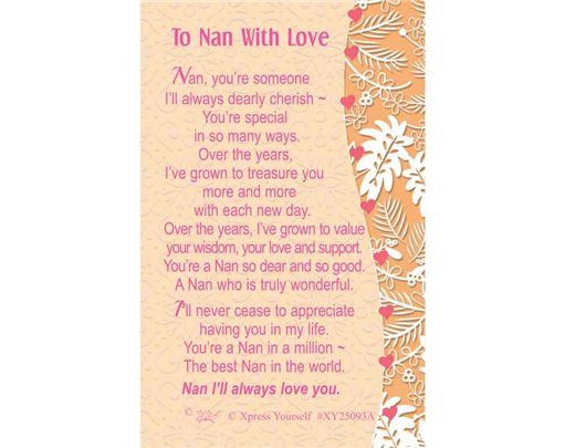 C25 TO NAN WITH LOVE KEEPSAKE CARD 6S