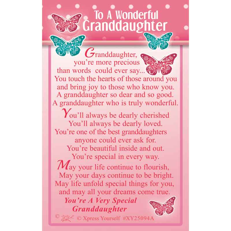 C25 TO A WONDERFUL GRANDDAUGHTER KEEPSAKE CARD 6S