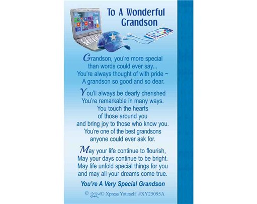 C25 TO A WONDERFUL GRANDSON KEEPSAKE CARD 6S