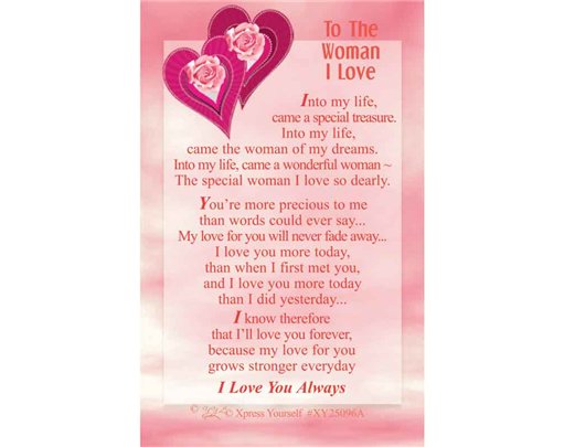 C25 TO THE WOMAN I LOVE KEEPSAKE CARD 6S