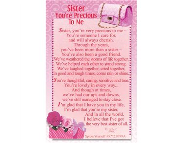 C25 SISTER, YOU'RE SO PRECIOUS TO ME KEEPSAKE CARD 6S
