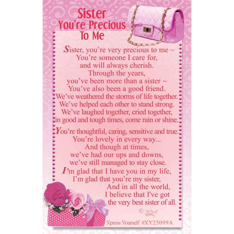 C25 SISTER, YOU'RE SO PRECIOUS TO ME KEEPSAKE CARD 6S