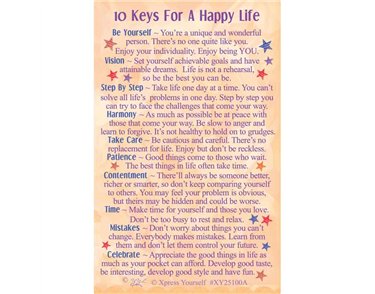 C25 10 KEYS FOR A HAPPY LIFE KEEPSAKE CARD 6S