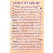 C25 10 KEYS FOR A HAPPY LIFE KEEPSAKE CARD 6S