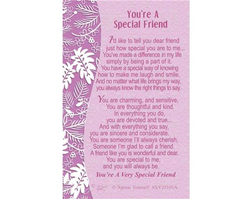 C25 YOU'RE A SPECIAL FRIEND KEEPSAKE CARD 6S
