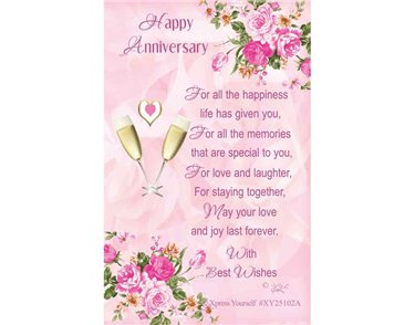 C25 HAPPY ANNIVERSARY KEEPSAKE CARD 6S