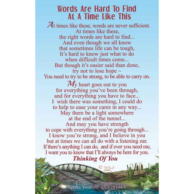 C25 WORDS ARE HARD TO FIND AT A TIME LIKE THIS KEEPSAKE CARD 6S
