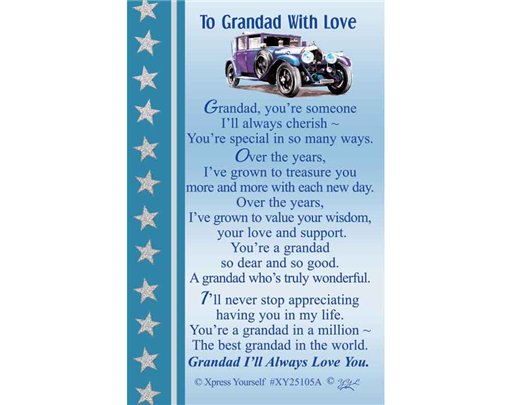 C25 TO GRANDAD WITH LOVE KEEPSAKE CARD 6S