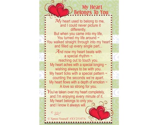C25 MY HEART BELONGS TO YOU KEEPSAKE CARD 6S