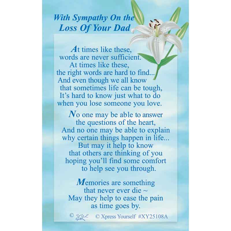 C25 WITH SYMPATHY ON THE LOSS OF YOUR DAD KEEPSAKE CARD 6S