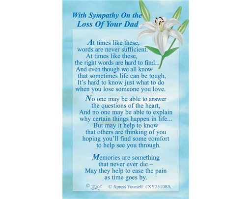 C25 WITH SYMPATHY ON THE LOSS OF YOUR DAD KEEPSAKE CARD 6S