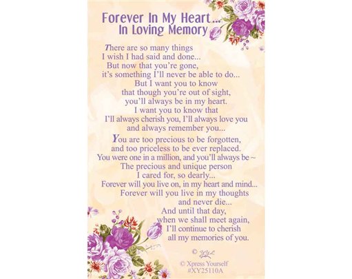 C25 IN LOVING MEMORY HUSBAND KEEPSAKE CARD 6S