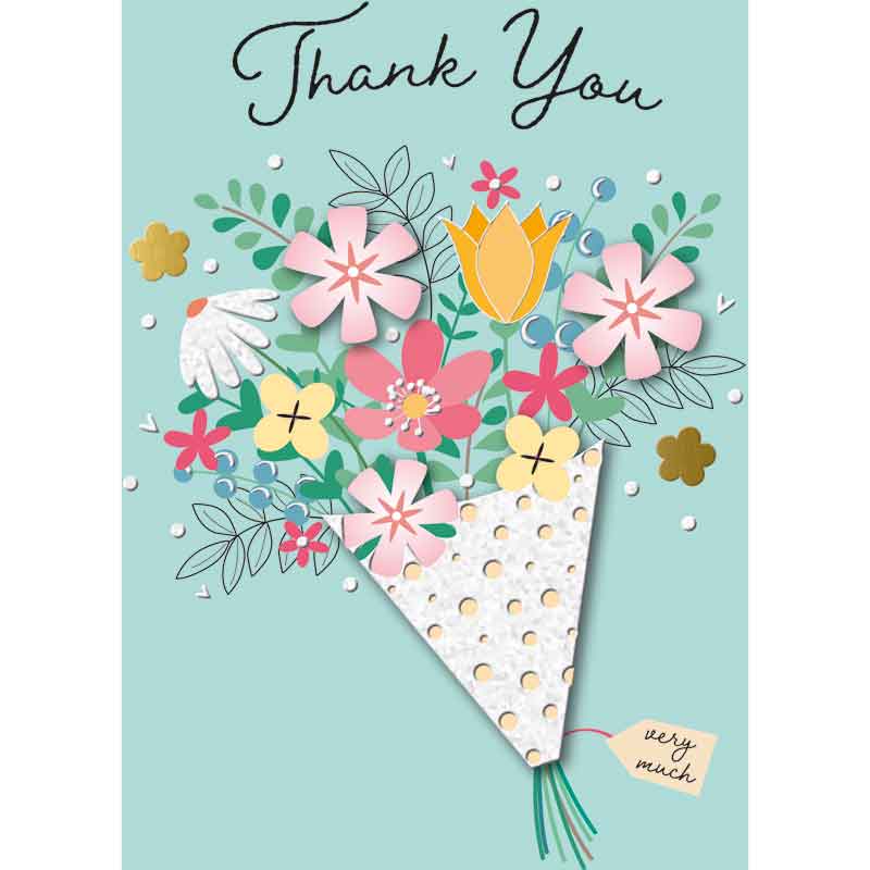 C50 FEMALE TRADITIONAL THANK YOU HANDMADE CARD 6S