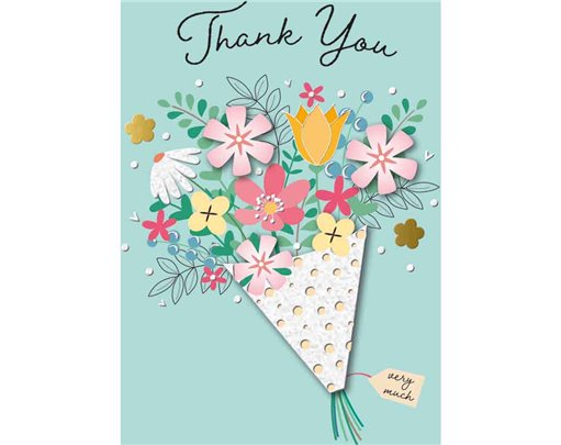 C50 FEMALE TRADITIONAL THANK YOU HANDMADE CARD 6S