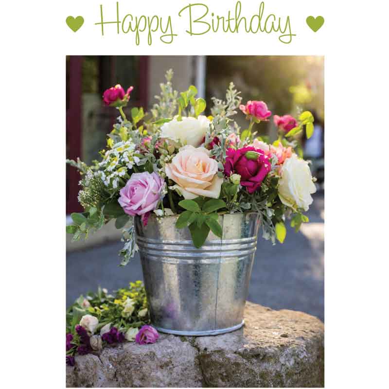 C50 BUCKET OF FLOWERS BIRTHDAY CARD 6S