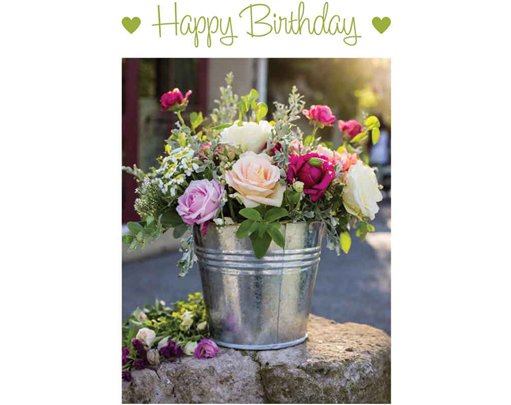 C50 BUCKET OF FLOWERS BIRTHDAY CARD 6S