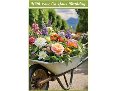 C50 WHEELBARROW OF FLOWERS BIRTHDAY CARD 6S