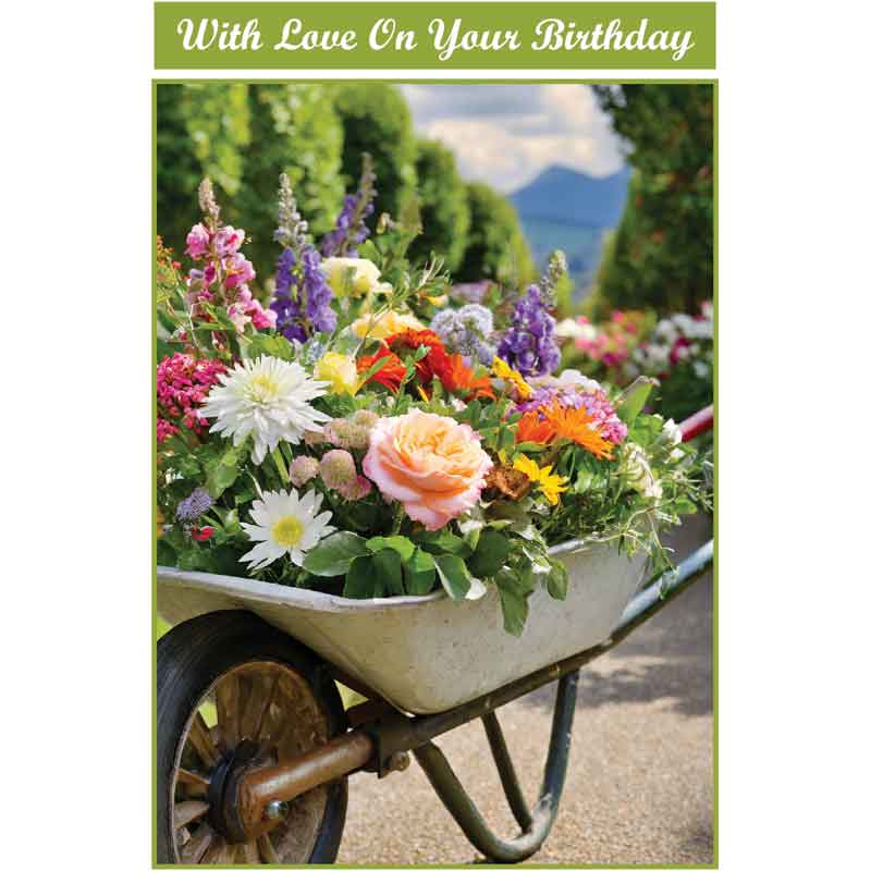 C50 WHEELBARROW OF FLOWERS BIRTHDAY CARD 6S