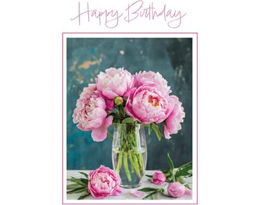 C50 PEONIES IN A VASE BIRTHDAY CARD 6S