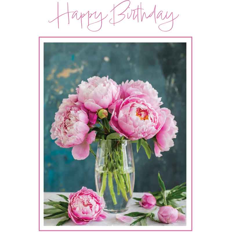 C50 PEONIES IN A VASE BIRTHDAY CARD 6S