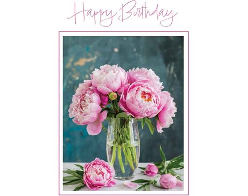 C50 PEONIES IN A VASE BIRTHDAY CARD 6S