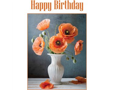 C50 POPPIES IN A VASE BIRTHDAY CARD 6S