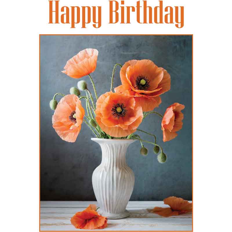 C50 POPPIES IN A VASE BIRTHDAY CARD 6S