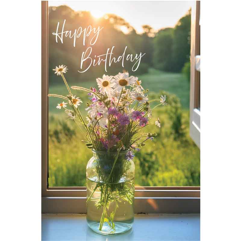C50 WILDFLOWER VASE BIRTHDAY CARD 6S