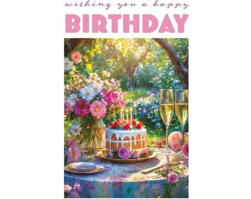 C50 CAKE & CHAMPAGNE BIRTHDAY CARD 6S