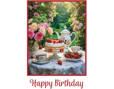 C50 STRAWBERRIES, CAKE & TEA BIRTHDAY CARD 6S