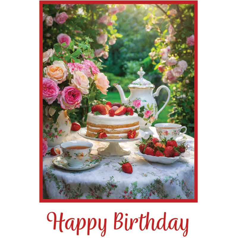 C50 STRAWBERRIES, CAKE & TEA BIRTHDAY CARD 6S