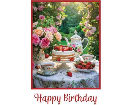 C50 STRAWBERRIES, CAKE & TEA BIRTHDAY CARD 6S