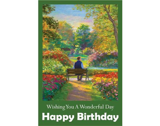 C50 MAN SAT ON A BENCH IN A PARK BIRTHDAY CARD 6S
