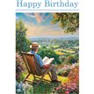 C50 MAN READING IN A DECK CHAIR BIRTHDAY CARD 6S