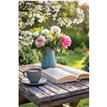 C50 BOOK & COFFEE ON A GARDEN TABLE BLANK CARD 6S